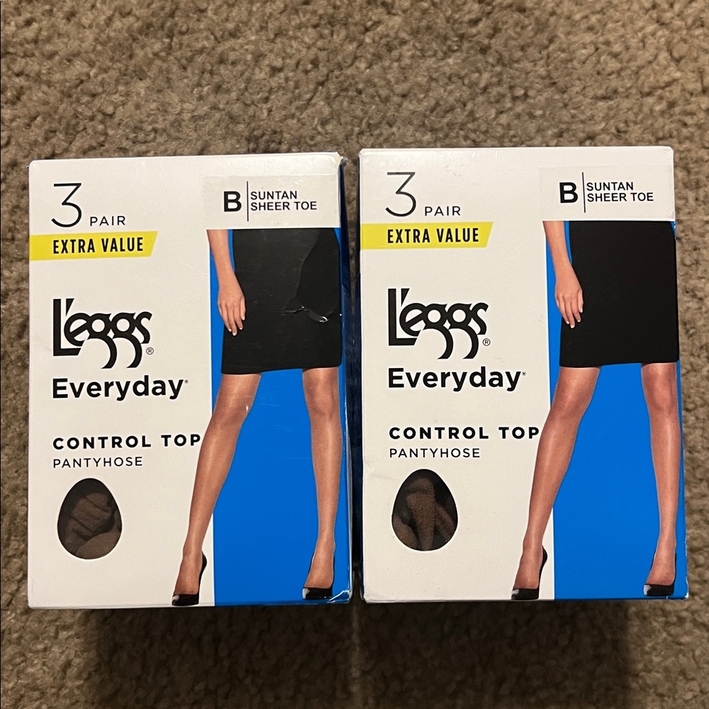 LEGGS Everyday Control Top Pantyhose SUN TAN Sheer Toe size B Medium Women’s NWT